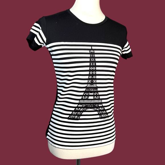 Eiffel Tower Stripe Top Small NWT - Picture 1 of 7
